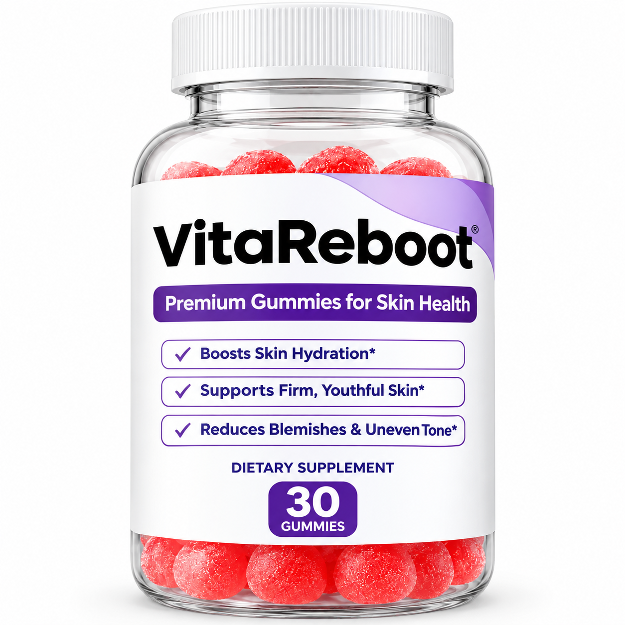 Bottle of VitaReboot Premium Gummies for Skin Health